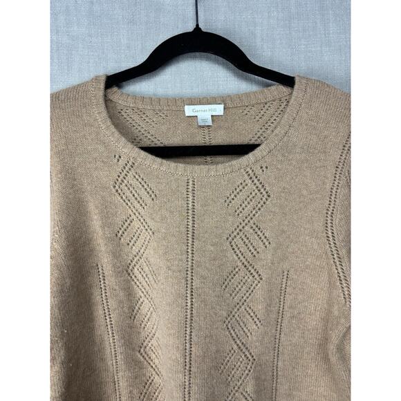 Garnet Hill Beige Crochet Cashmere Sweater Womens Large - Picture 1 of 6